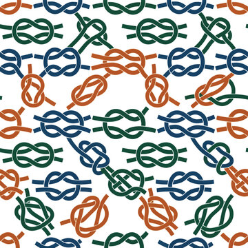 Intertwined rope knots pattern vector illustration on white backdrop