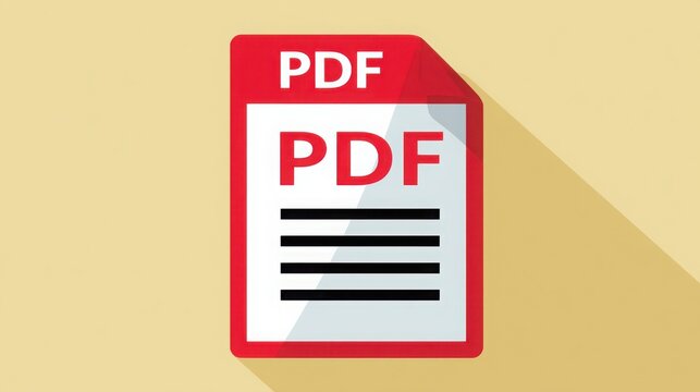 PDF Document Note Icon in Flat Style, Paper Sheet Vector Illustration