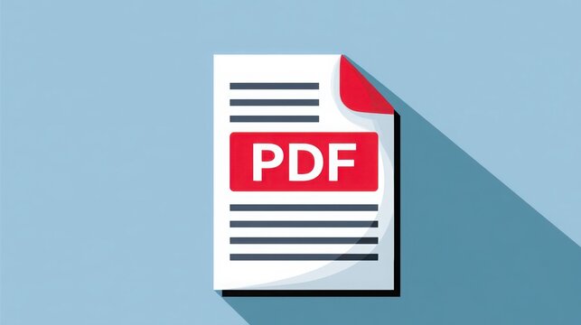 PDF Document Note Icon in Flat Style, Paper Sheet Vector Illustration