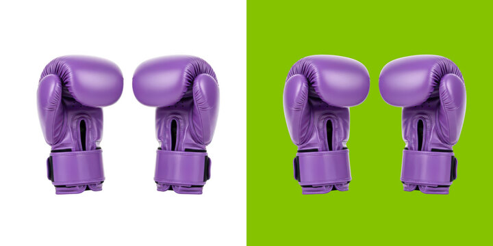 Two pairs of purple leather boxing gloves for martial arts training transparent png