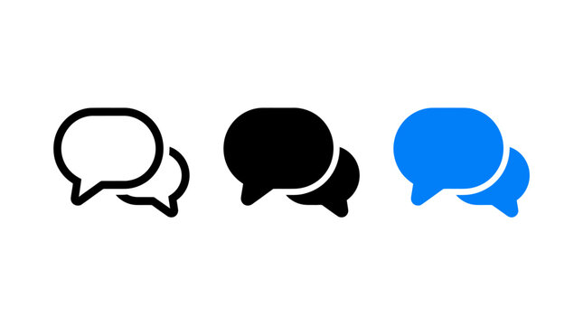 Vector set of chat bubble icons for discussion threads and digital communication messaging