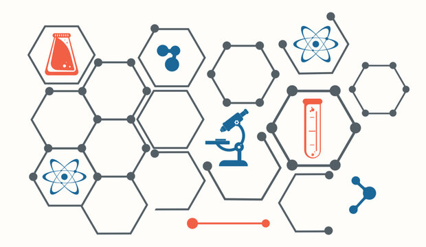 Molecular diagnostic and DNA helix research elements. Laboratory icons for analysis, biotechnology, science, medical, pharmaceutical, health care, chemistry, genetic education. Isolated vector illustr