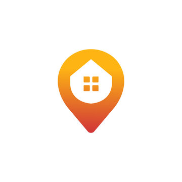 Modern location pin house logo representing real estate and property services