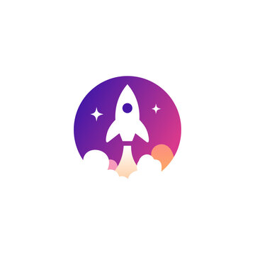 Rocket launch logo representing startup growth and innovation
