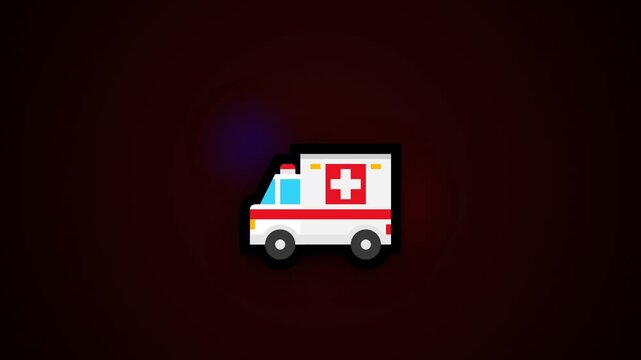 Six minimalist ambulance icons in a grid pattern on dark background