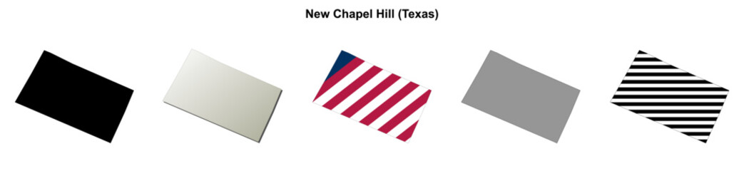 Fototapeta premium New Chapel Hill (Texas) blank outline map set
