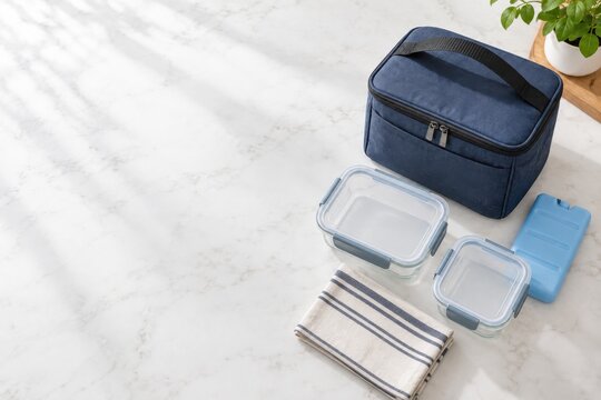Reusable chilled lunch kit with containers and cold pack
