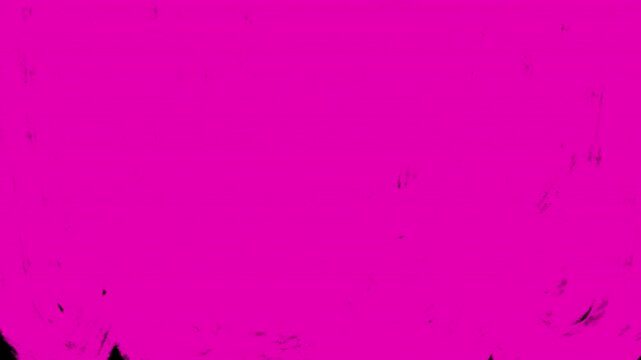A textured pink droplet spins and bursts, followed by thick pink liquid dripping from above. Animated splash transition on a transparent background.
