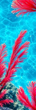Vibrant sea fans sway gently in a crystal clear ocean current, green, ||ocean