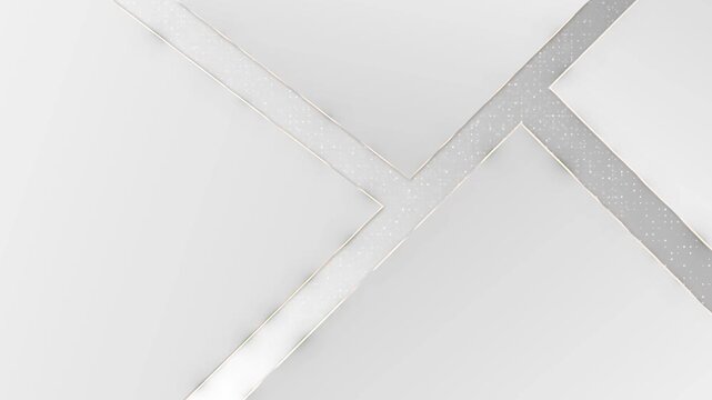 Geometric panels white composition lines, shadows, golden trim. Sophisticated animation for business slideshows, premium campaigns, modern introductions, beauty promotions architecture, spacious title