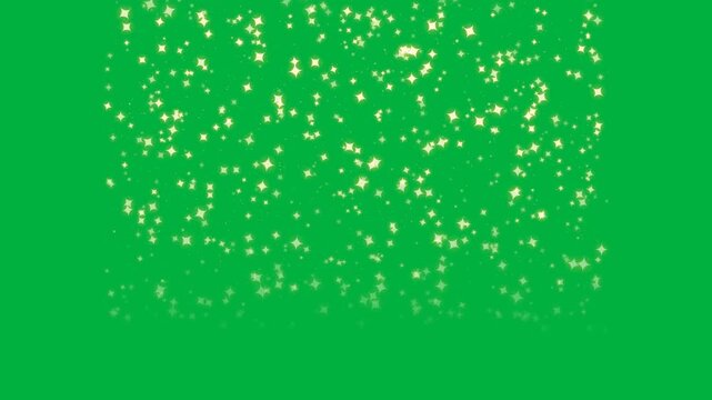 Shining gentle golden stardust cascade falling particles on green screen chroma key background, luxury award event magic shimmering vertical waterfall video 4k