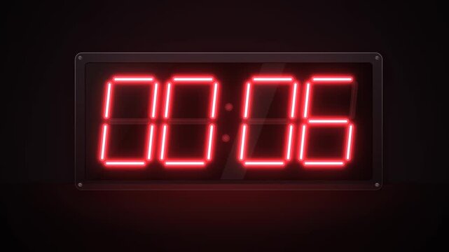 Neon digital timer counts ten seconds down then shows 2027