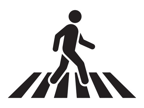 Pedestrian crossing icon showing a stylized person walking across lines