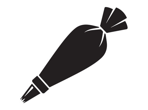 Black piping bag vector illustration for professional pastry cake decorating