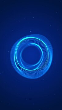 Luminous blue ring concentric waves deep background. Futuristic energy, portal, artificial intelligence, quantum science, technology, music visualizers, logo reveals, titles, digital introductions
