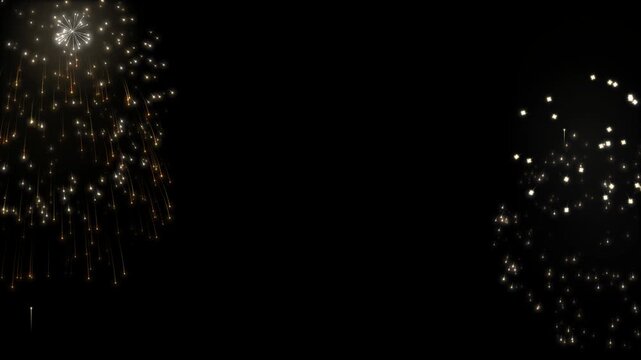 Golden fireworks border frame with copy space seamless loop 4K