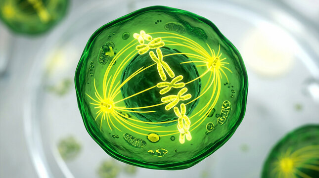 Microscopic 3D Illustration of Cell Division Mitosis Metaphase