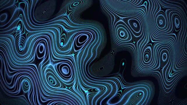 Topographic neon wave lines animation abstract blue technology background loop