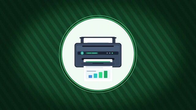 motion graphic animation of a printer printing a graph, office technology, document output, data printing, digital printing