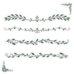 Fototapeta premium Decorative botanical border design for invitations or stationery with natural leaf motifs