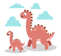 Mother and Baby Dinosaur Illustration © kazanma73