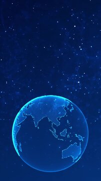 Blue digital Earth glows connected nodes flowing network lines, leaving copy space Built for AI, global business, cloud computing, cybersecurity, fintech, telecommunications and live news visuals.