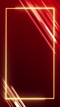 Deep luxury golden rectangular frame, sparkling particles bold diagonal light streaks copy area. holiday greetings, awards, weddings, premium promotions, event titles celebratory advertising.