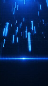 Blue arrows rise digital environment, business growth, success, market momentum expanding opportunity. investment reports startup presentations, analytics dashboards, sales strategy economic forecasts