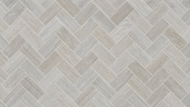 Light grey ceramic floor tile with herringbone wood pattern texture background, generated using ai