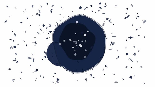 Hand crafted animated ink blot bloom in blue and cyan on a clean light background. Seamless looping 4K motion graphics video with free space for text, ideal for branding, social media content and edit