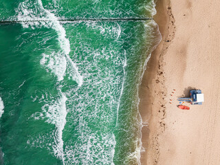 Plakat Lifeguard tower waterlogged by the Baltic Sea, Poland.