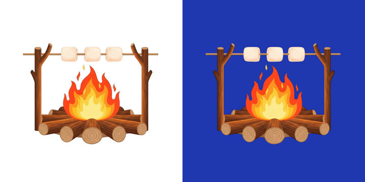 Roasted marshmallows on a stick over a campfire transparent png