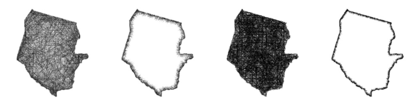 Sketch Boqueron (Paraguay) outline map design set
