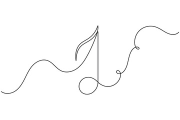 Obraz premium Classical music note sign continuous one line art single drawing on white background minimalist monoline collection of celebration song streaming instrument symbol outline vector illustration