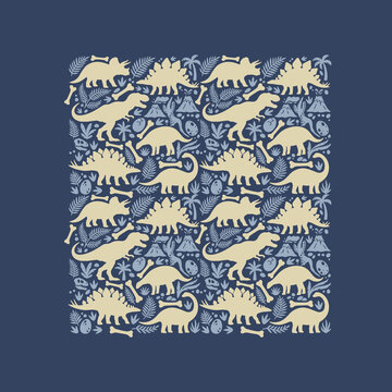 Tropical Dinosaur allover pattern vector for kids animal prints.eps