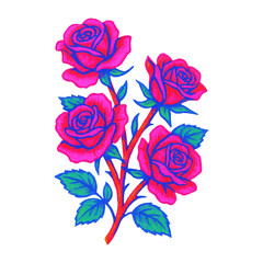 Obraz premium PNG Vibrant neon roses illustration