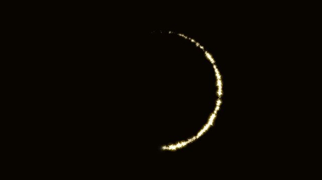 Shining celestial orbit ring golden glitter star particles twinkling on black background, luxury award event magic stardust circular frame video 4k