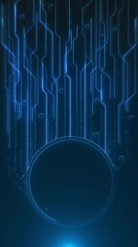 Future circuit lines circular copy space technology background. artificial intelligence, cybersecurity, software interfaces, data processing, network services, product branding digital presentations.