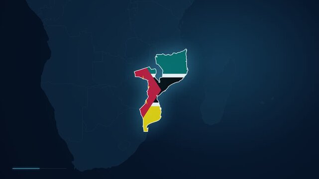 Digital Map Navigation Graphic Displaying Coordinates And Marker For Coastal City Beira Mozambique.