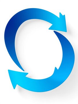 vector art of four blue arrows forming a circular cycle on white background, symmetry, graphic