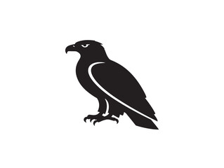 Fototapeta premium Bald eagle silhouette standing poised for flight in minimalist vector design with clean white background
