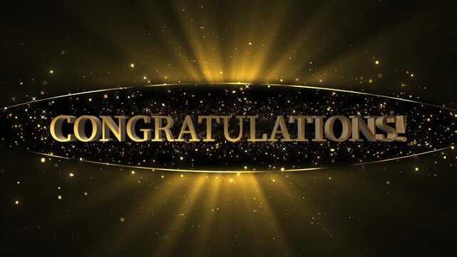 Elegant gold lettering rises glowing frame sparkles cinematic rays premium success messages, employee recognition, contest winners, milestones, ceremonies, business achievements social media greetings