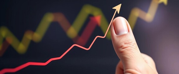Close-up of a hand gently holding a line graph depicting upward trend,   planning,   concept
