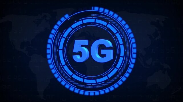 Network logo animation glows inside an interface on world map. Cellular data links on this active network logo animation. Digital telecommunication systems power the network logo.