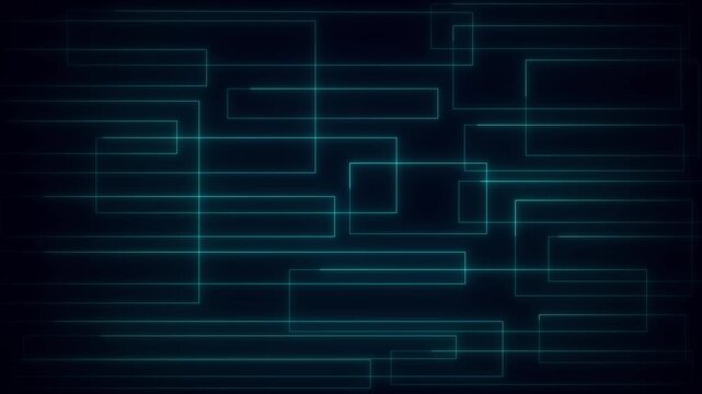 Geometric pattern animation shows rectangles and lines. Digital matrix vectors move in this geometric pattern animation. Abstract technology art fills the geometric pattern.