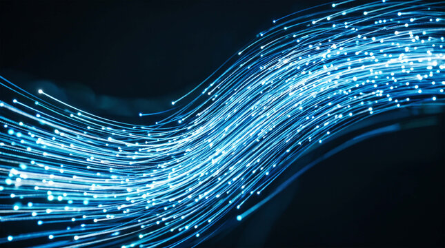 Fiber Optic Lights Streaming Motion Abstract Blue Background Visual