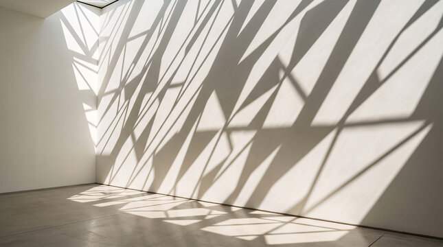 Geometric Shadows On Minimalist Wall Abstract Architectural Background Scene