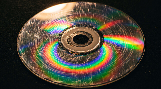 Scratched Optical Disc Overlay With Reflective Metallic Surface Texture
