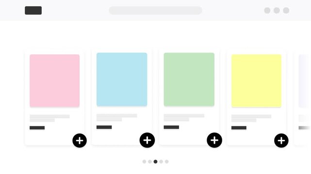 Abstract Colorful UI Cards Scrolling on Digital Web Interface