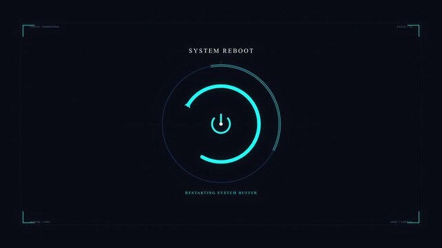 futuristic power button interface glowing neon blue abstract animation